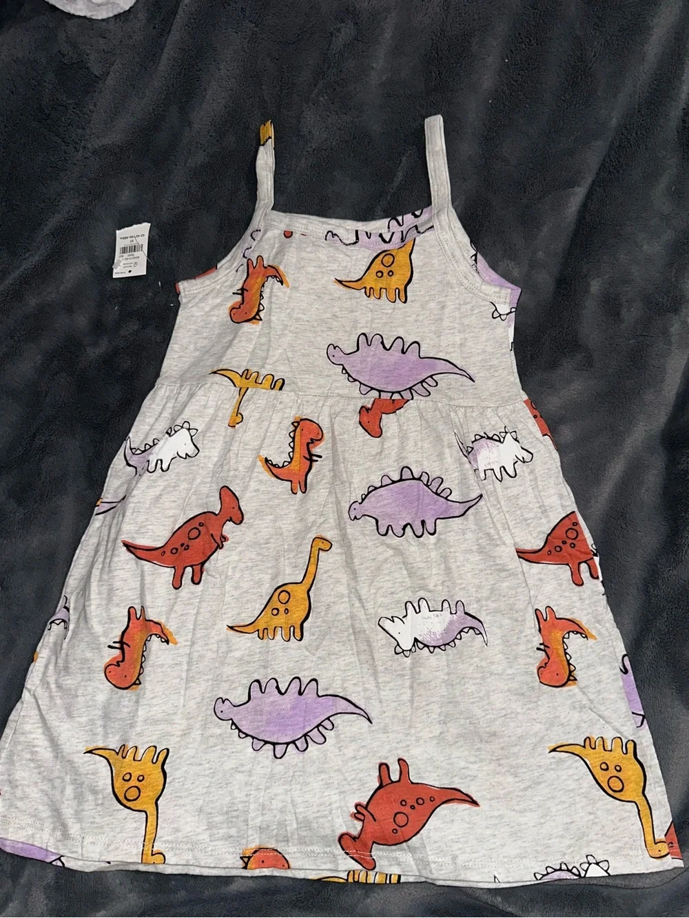 Old Navy toddler girl Grey Dinosaur Print Tank Dress - Multicolor Dinosaurs